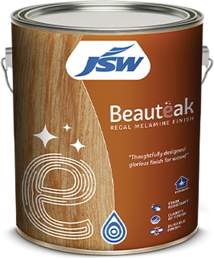 JSW Beauteak Regal Melamine Finish – available at VSHOP paint shop, Bantwal