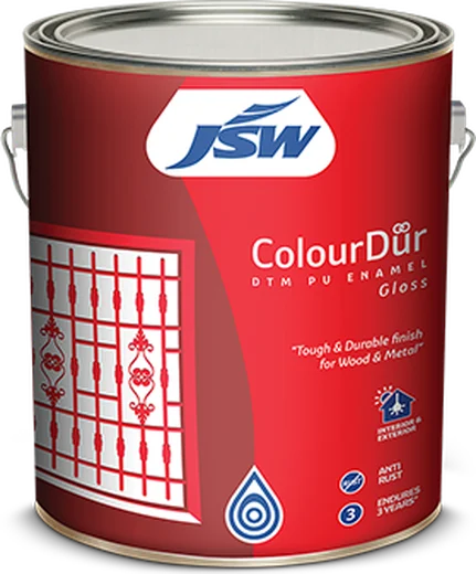 JSW ColourDur DTM PU Enamel Gloss – available at VSHOP paint shop, Bantwal